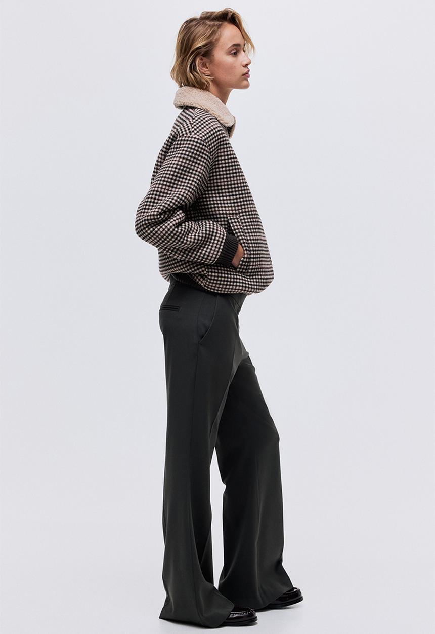Flared tailored trousers - dark dusty green - 1307548006