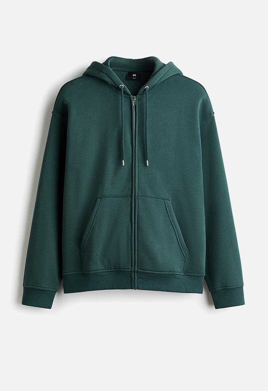 H&M - Loose  fit zip-through hoodie - dark teal