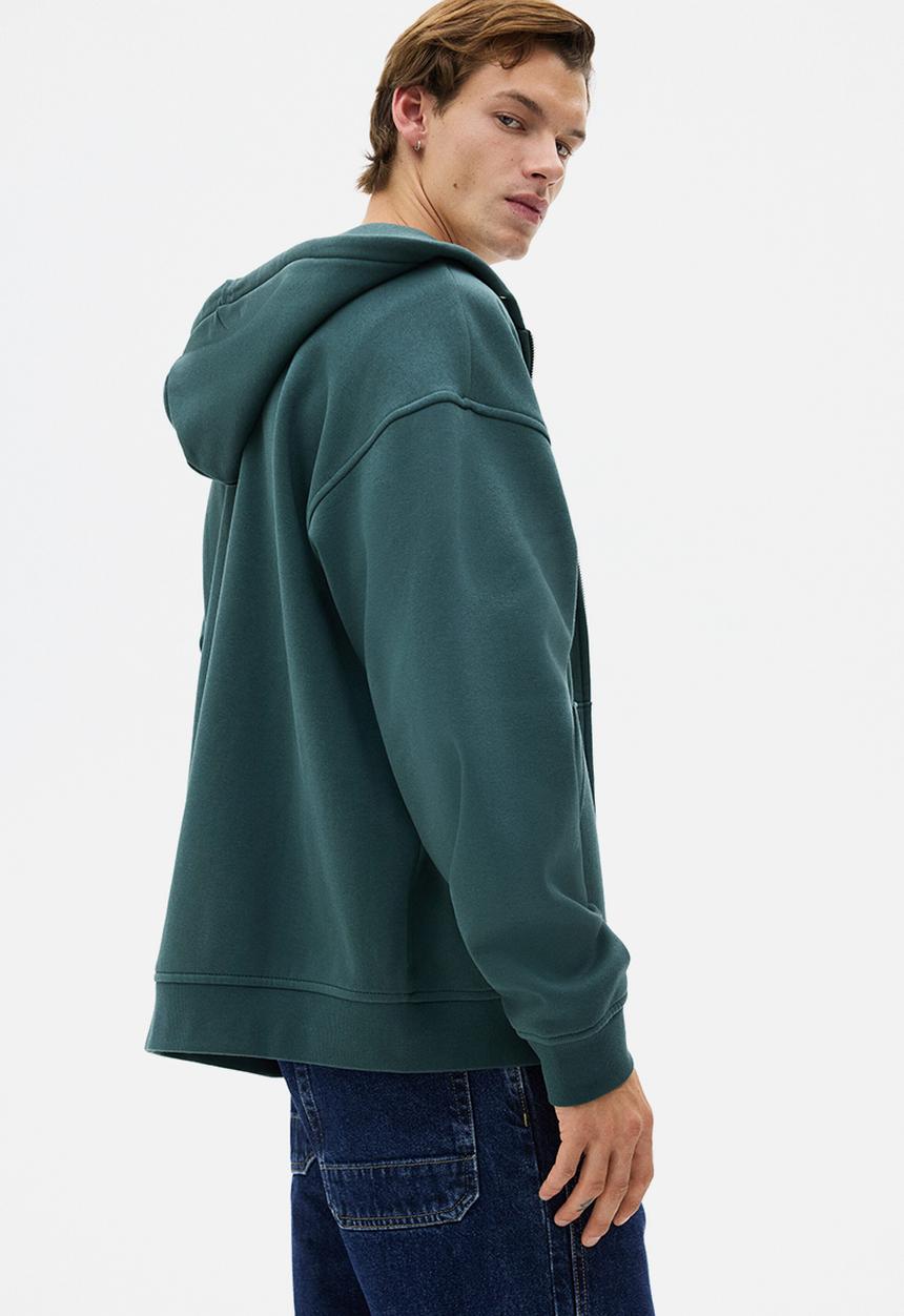 H&M - Loose  fit zip-through hoodie - dark teal