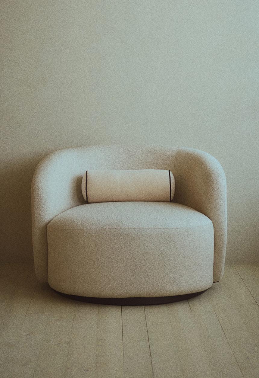 H&M - Velvet bolster - light beige/black