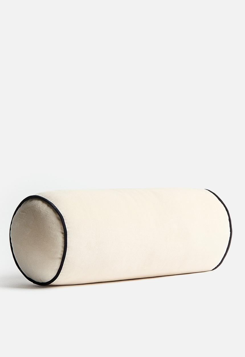 H&M - Velvet bolster - light beige/black