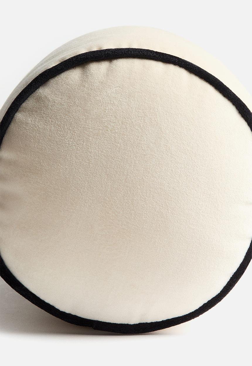 H&M - Velvet bolster - light beige/black