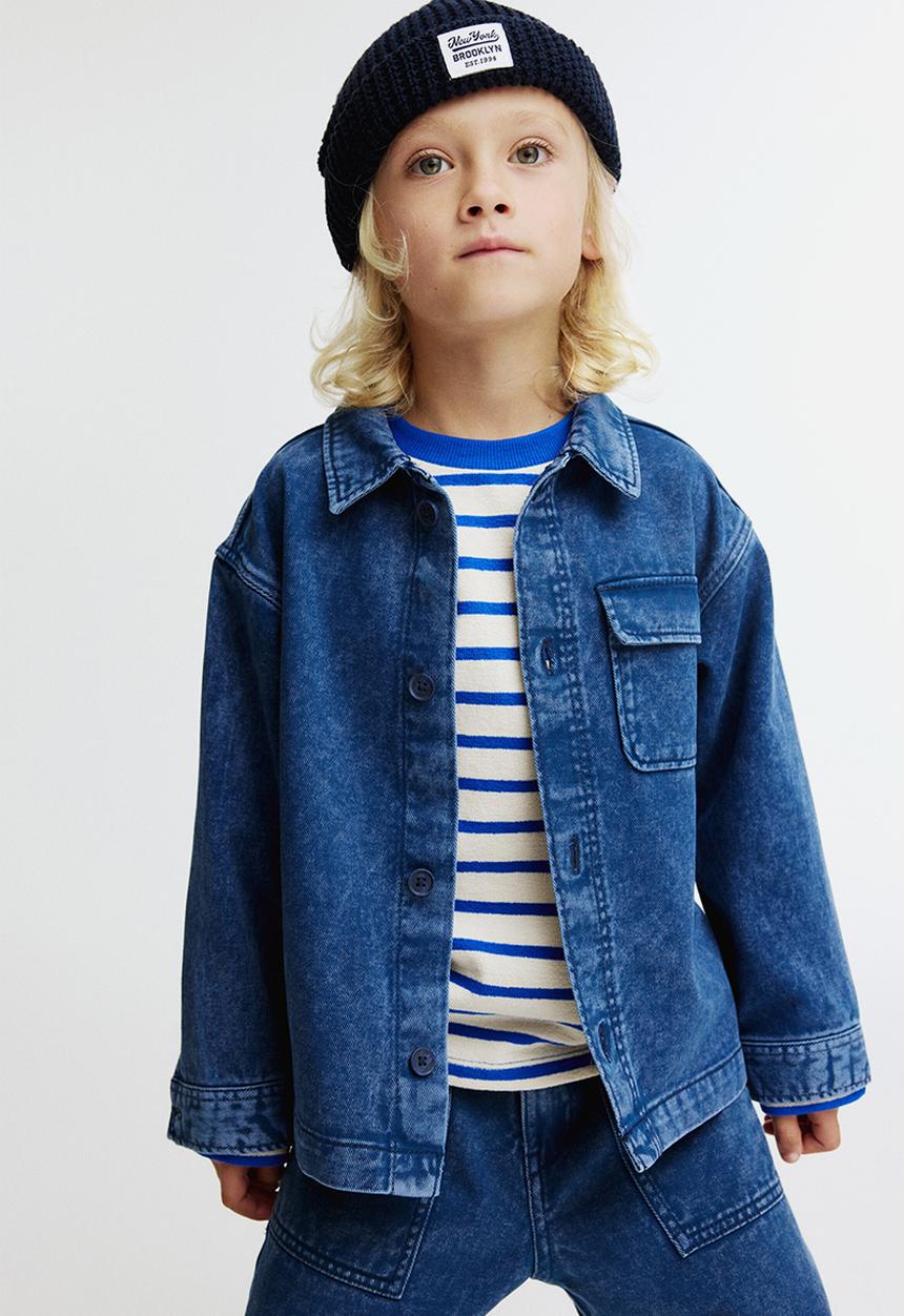 H&M - Cotton denim overshirt - dark denim blue