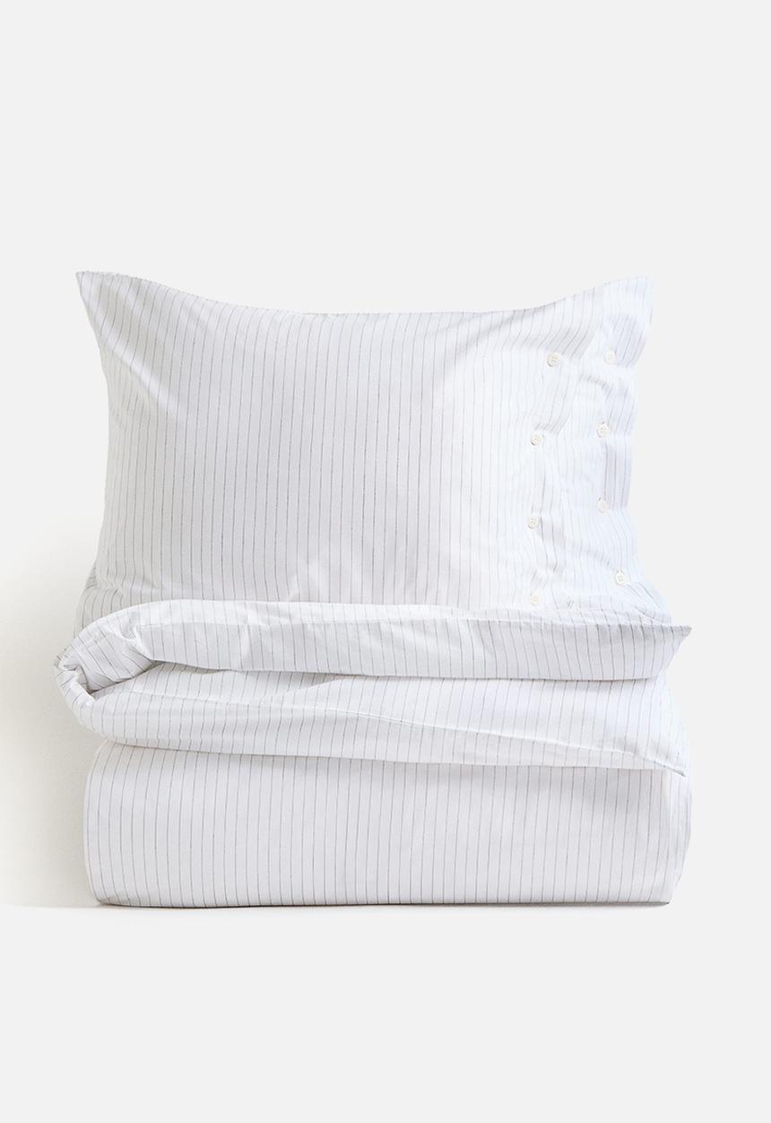 H&M - Pinstriped double/king duvet cover set - white/pinstriped