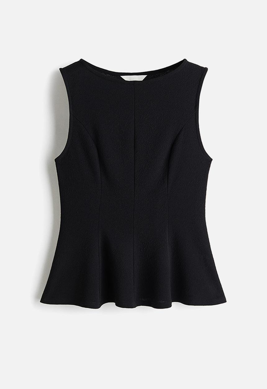 H&M - Sleeveless peplum top - black