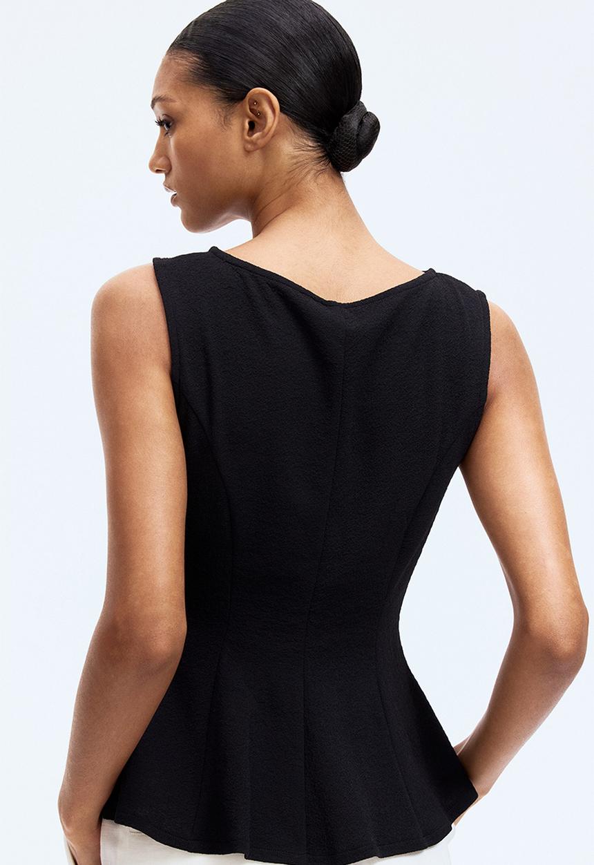 H&M - Sleeveless peplum top - black