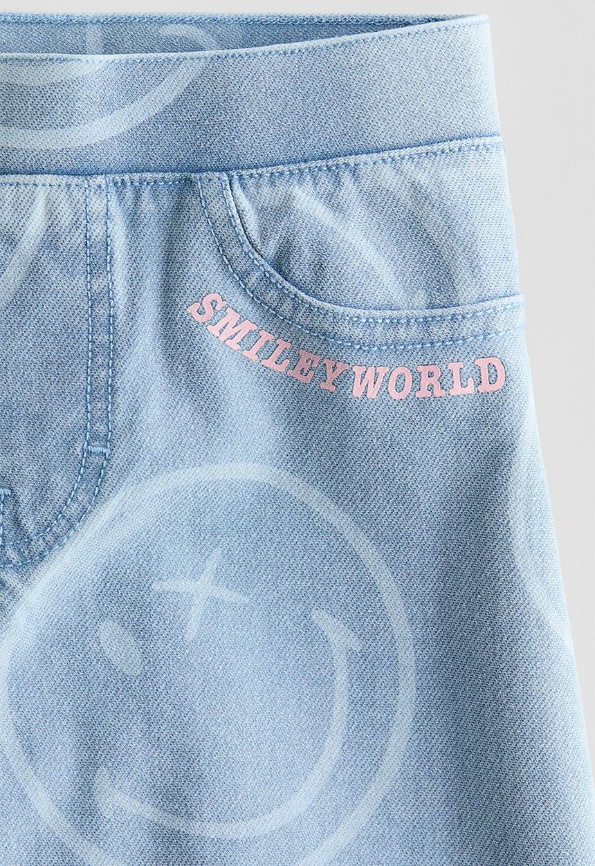 H&M - Denim-look wide trousers - light denim blue/smileyworld