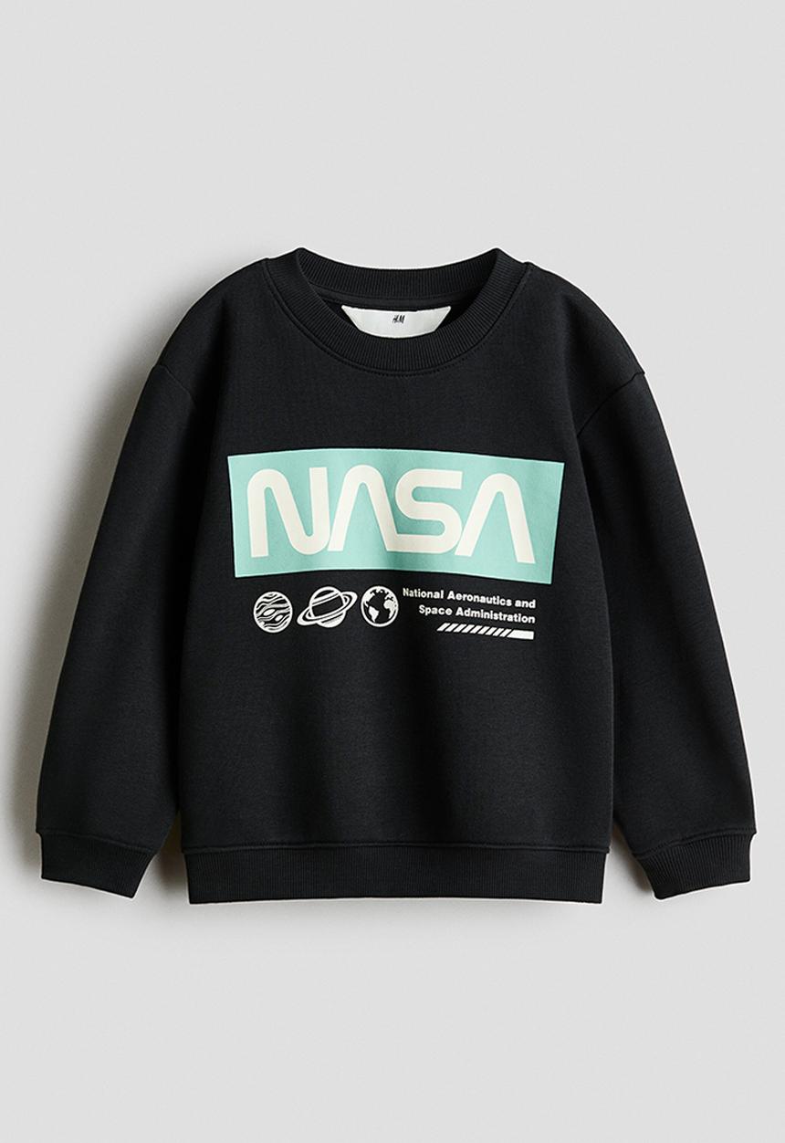 H&M - Printed sweatshirt - black/nasa