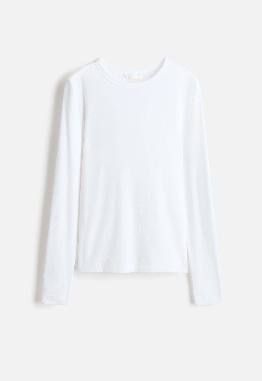 H&M - Ribbed cotton-blend top - white