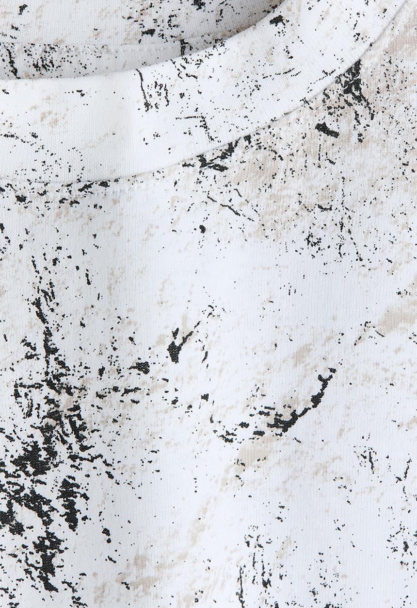 H&M - Loose-fit printed T-shirt - white/marbled