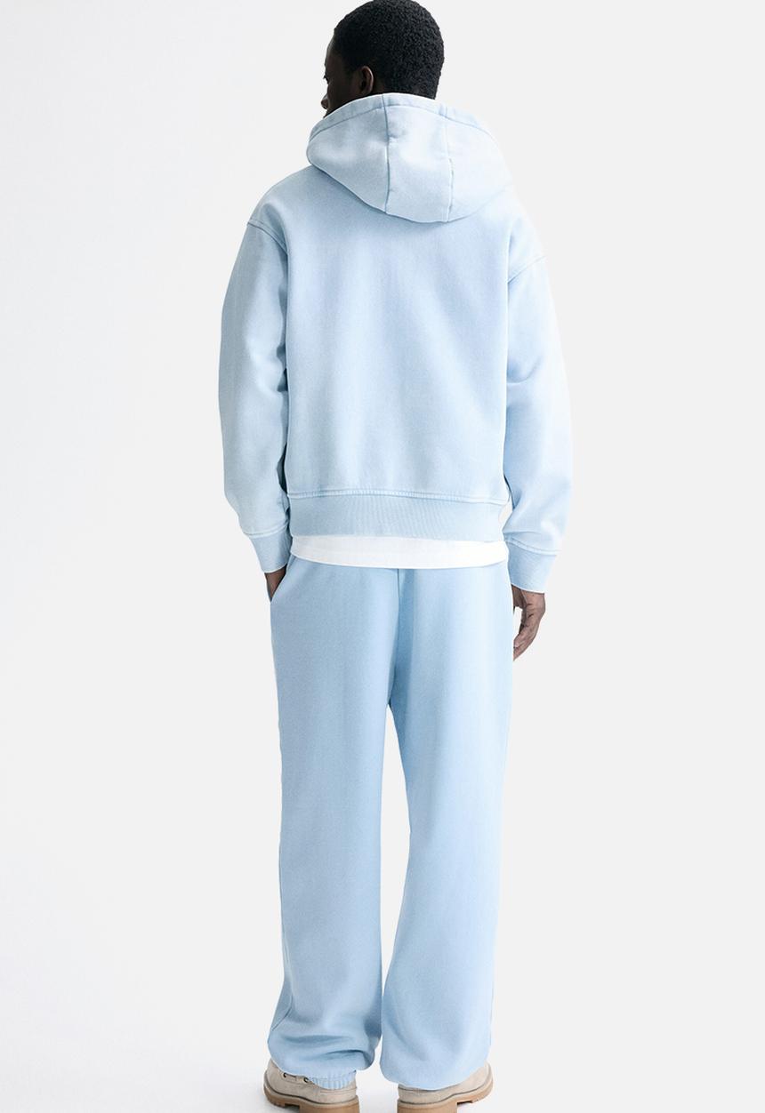 H&M - Loose fit boxy zip-through hoodie - light blue/not for ceremony