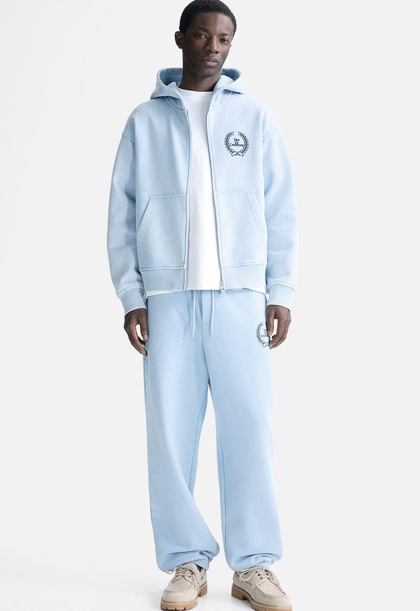 Loose fit boxy zip-through hoodie - light blue/not for ceremony
