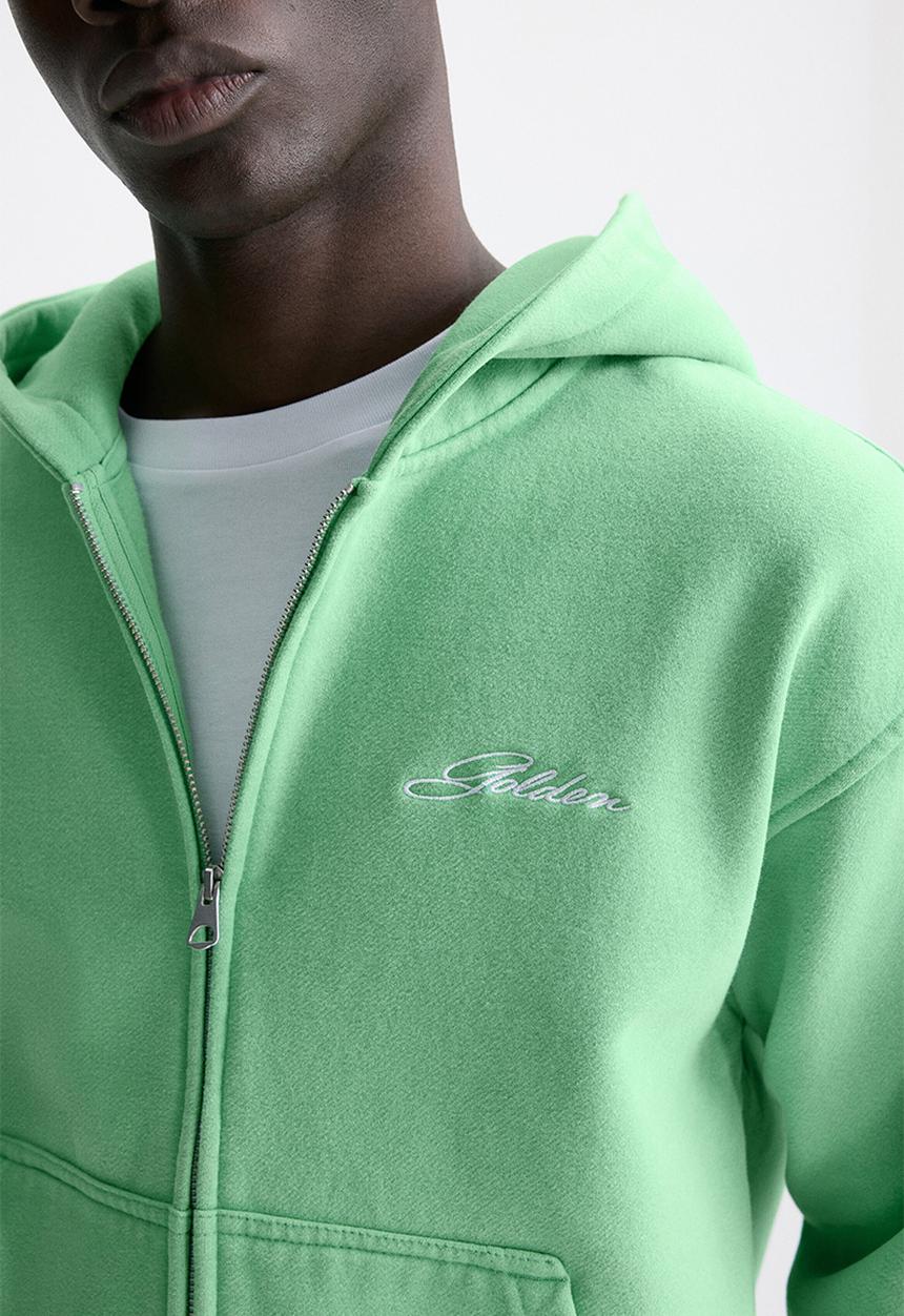 H&M - Loose fit boxy zip-through hoodie - bright green/golden