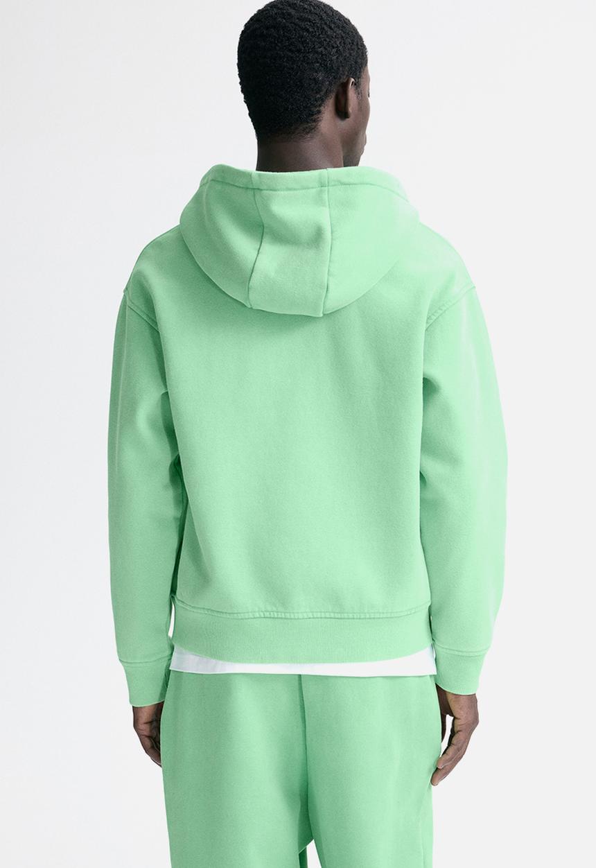 H&M - Loose fit boxy zip-through hoodie - bright green/golden