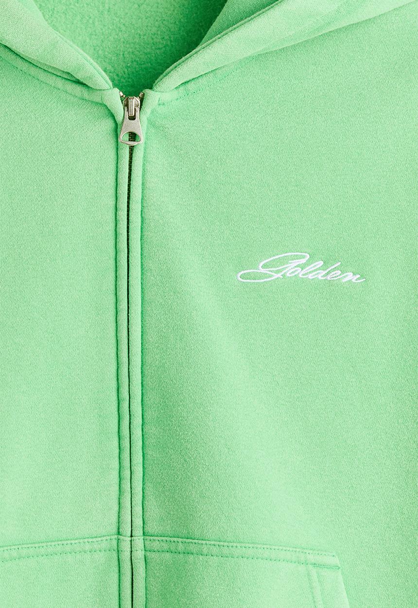 H&M - Loose fit boxy zip-through hoodie - bright green/golden