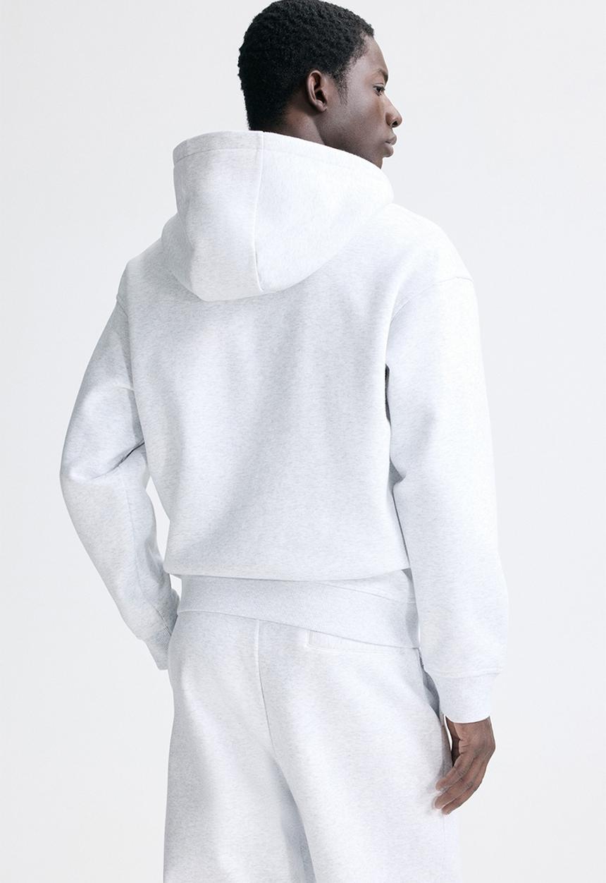 H&M - Loose fit boxy zip-through hoodie - light grey marl/fortes fortuna