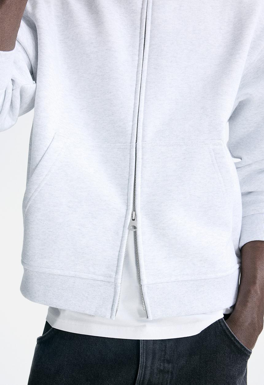 H&M - Loose fit boxy zip-through sweatshirt - light grey marl