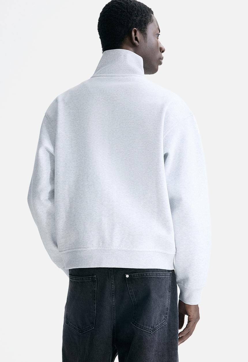 H&M - Loose fit boxy zip-through sweatshirt - light grey marl
