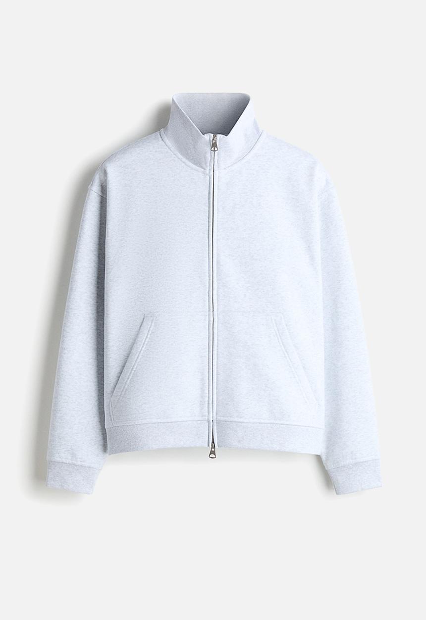 H&M - Loose fit boxy zip-through sweatshirt - light grey marl