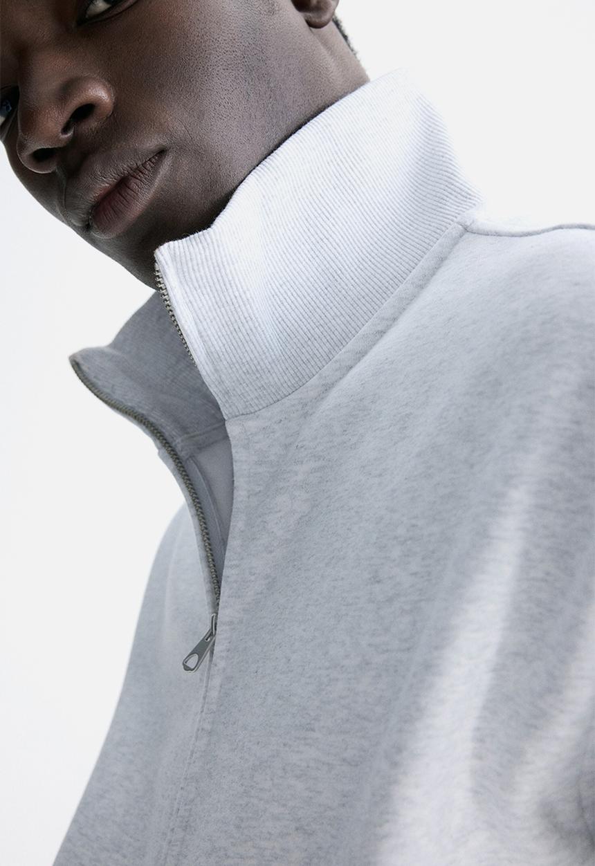 H&M - Loose fit boxy zip-through sweatshirt - light grey marl