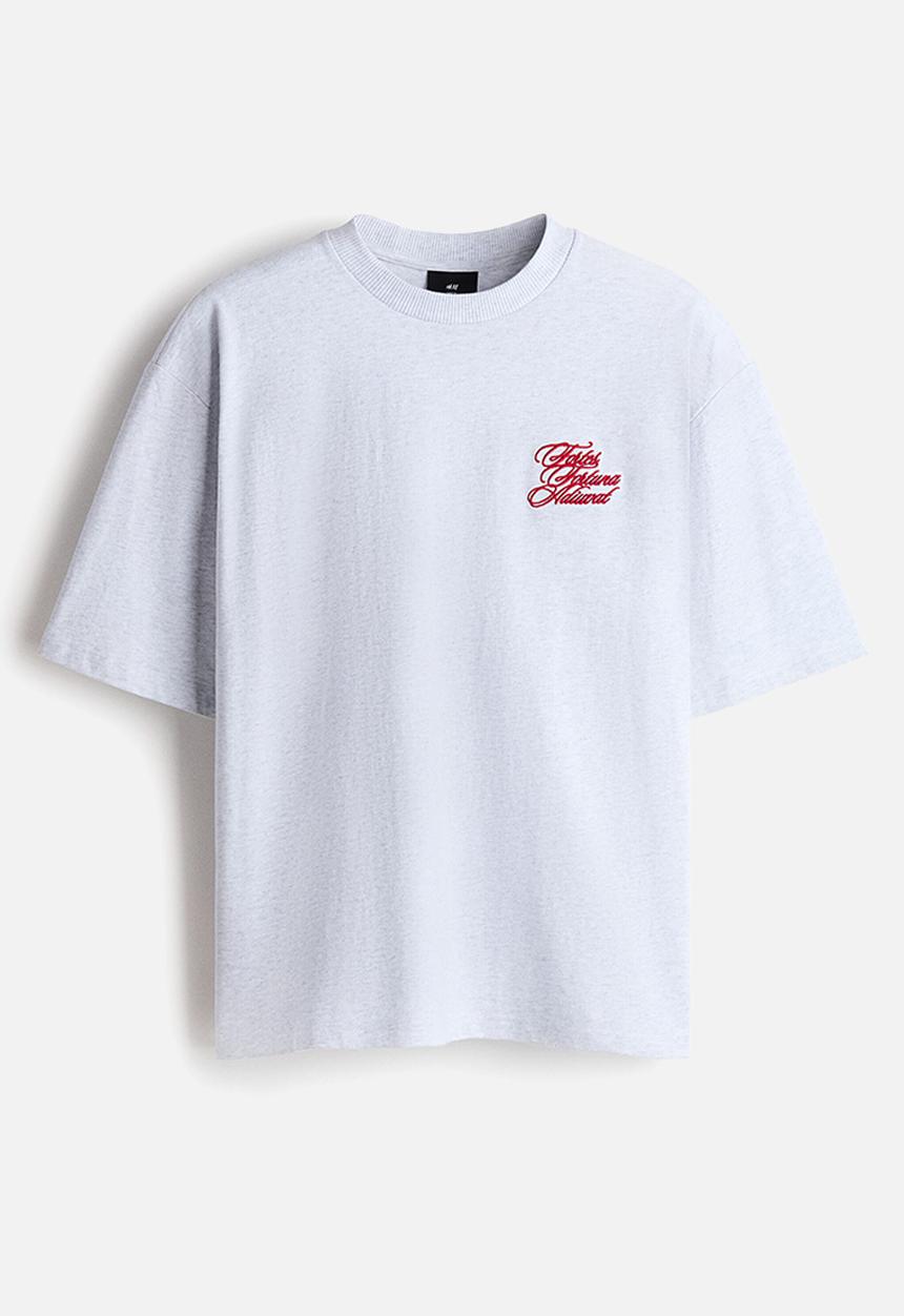 H&M - Loose fit T-shirt - light grey marl/fortes fortuna