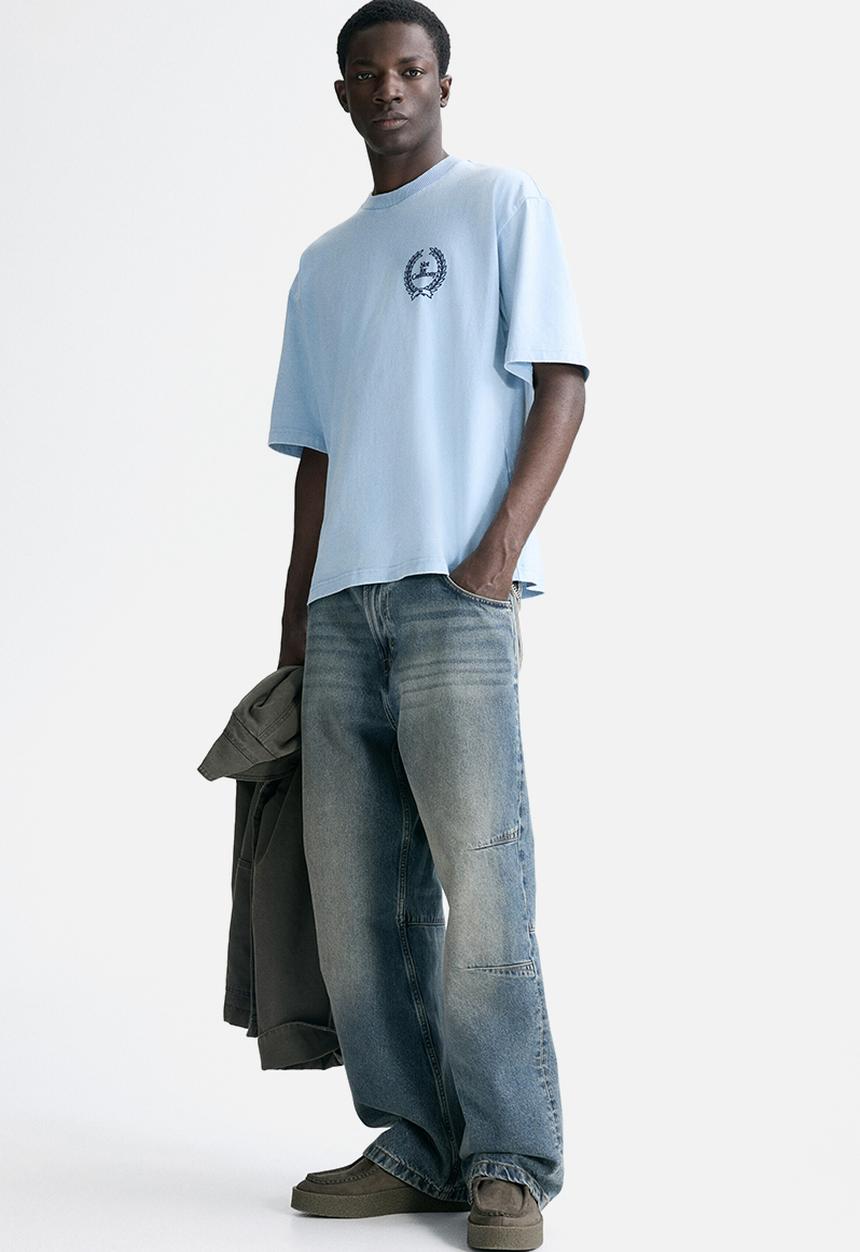 H&M - Loose fit T-shirt - light blue/not for ceremony