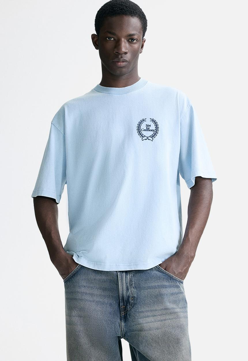 H&M - Loose fit T-shirt - light blue/not for ceremony