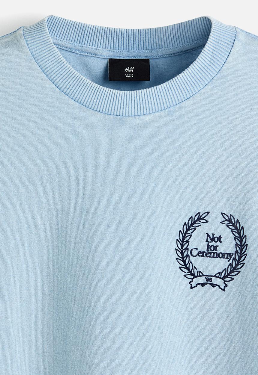 H&M - Loose fit T-shirt - light blue/not for ceremony