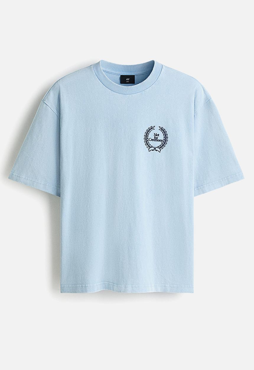 H&M - Loose fit T-shirt - light blue/not for ceremony