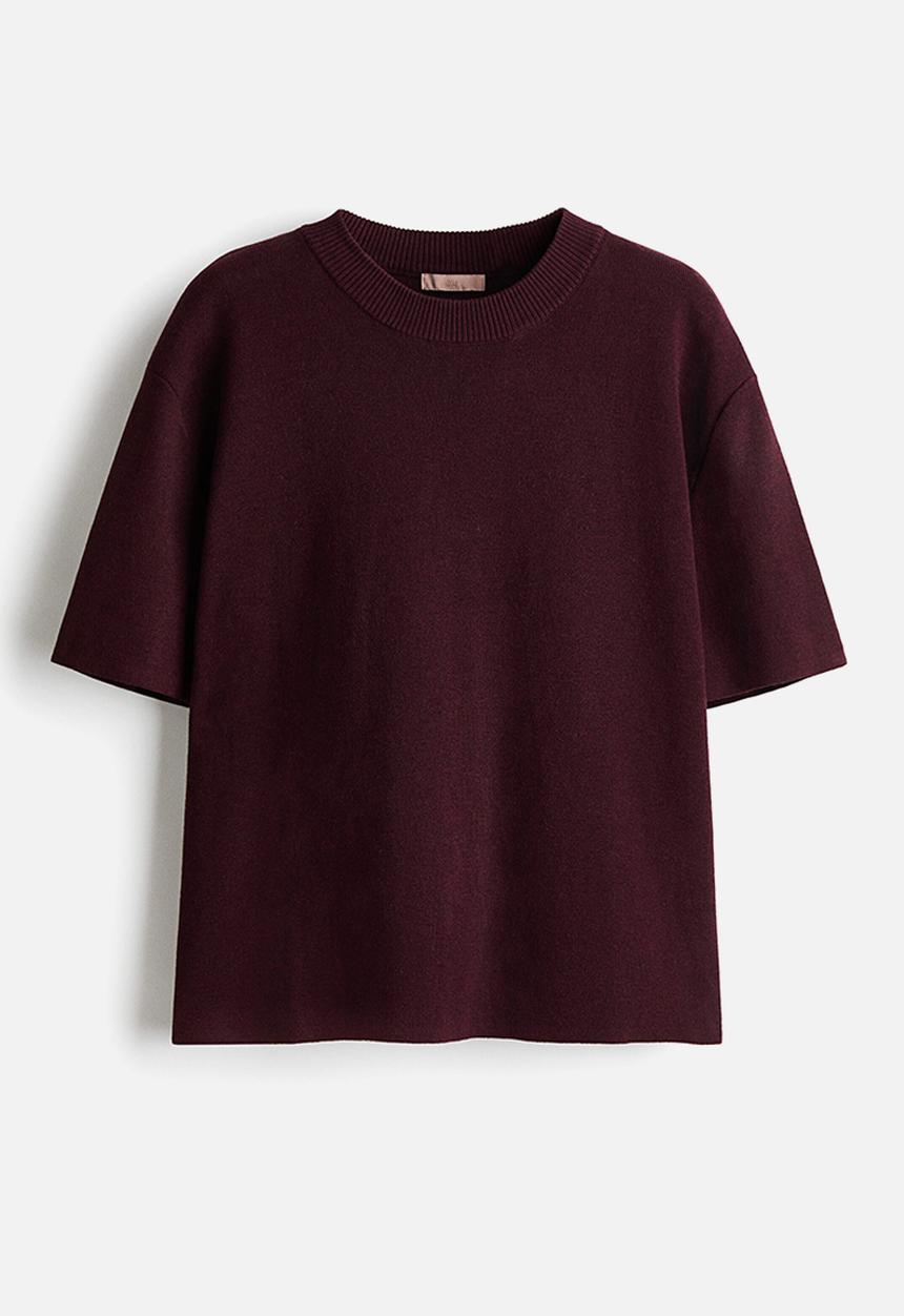 H&M - Fine-knit t-shirt - burgundy