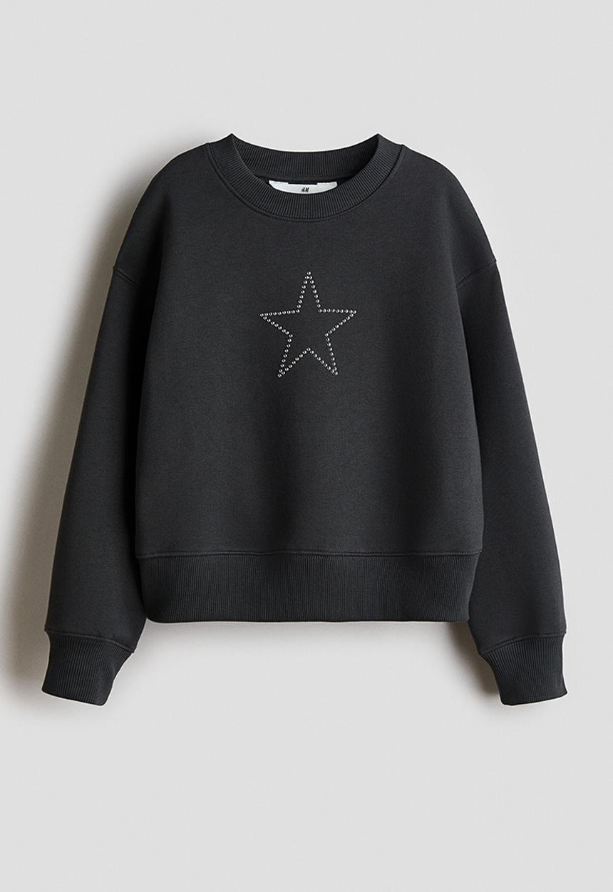 H&M - Motif-detail sweatshirt - washed black/star