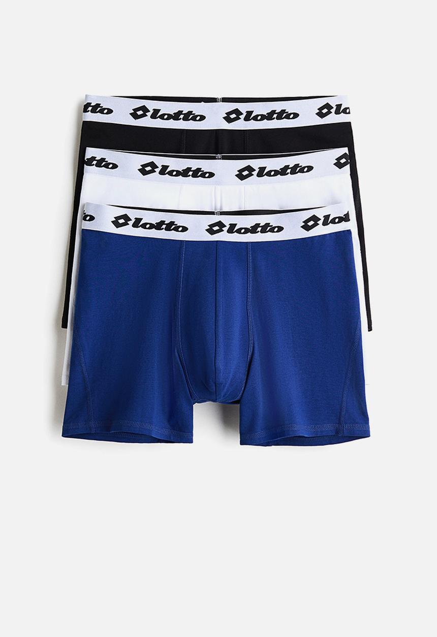 Lotto H&M: 3-pack print-motif cotton trunks - blue/lotto - 1332786003