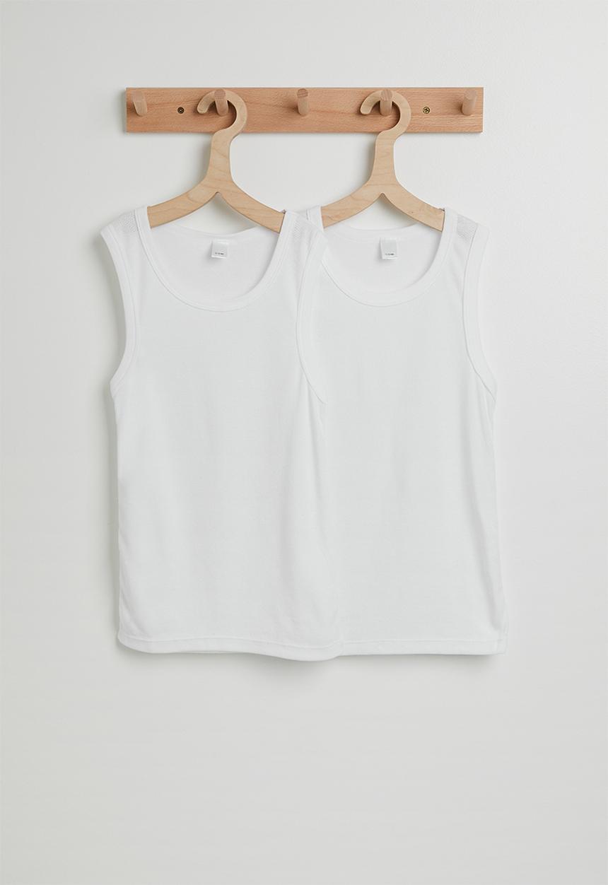 Pop Candy - Tween boys 2 pack sleeveless spencer - white