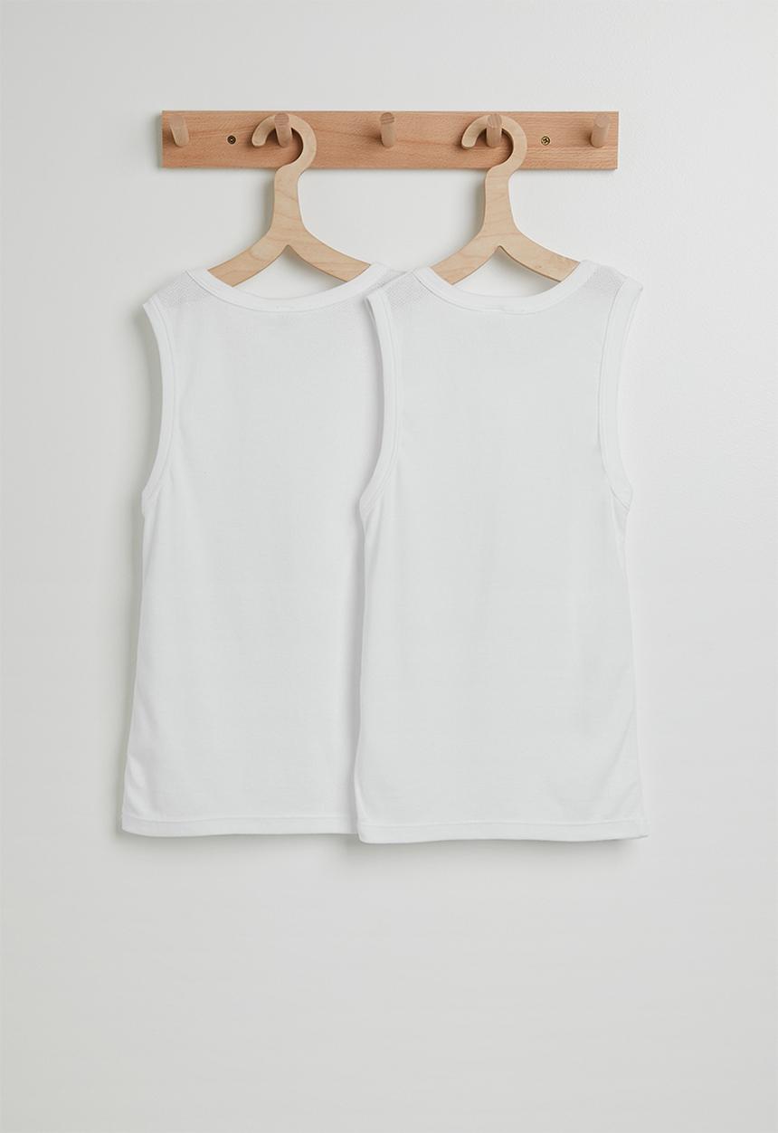 Pop Candy - Tween boys 2 pack sleeveless spencer - white