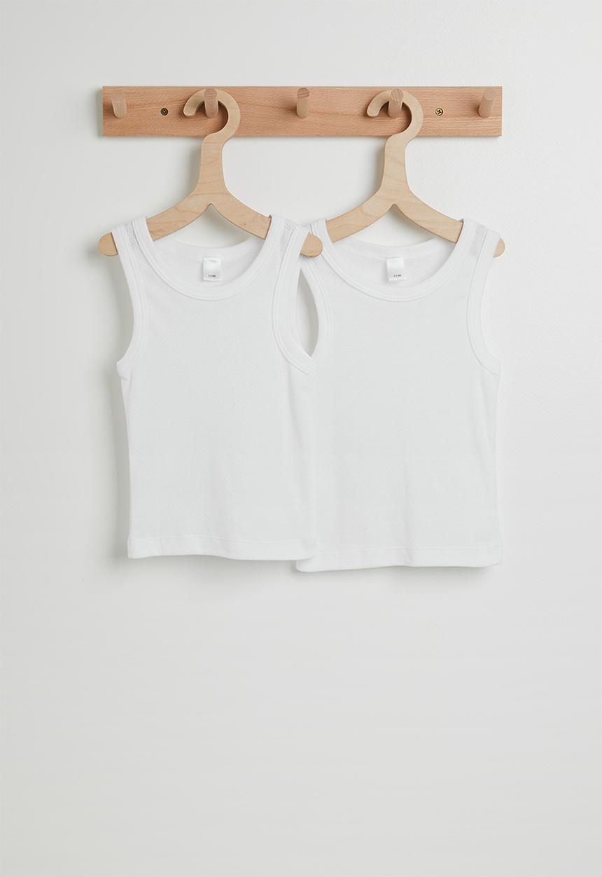 Pop Candy - Boys 2 pack sleeveless spencer - white