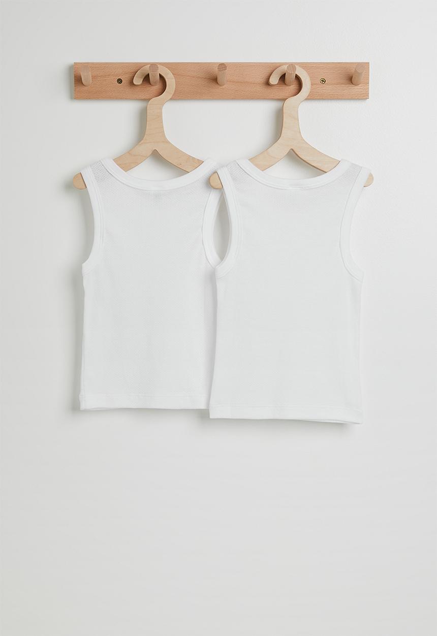 Pop Candy - Boys 2 pack sleeveless spencer - white