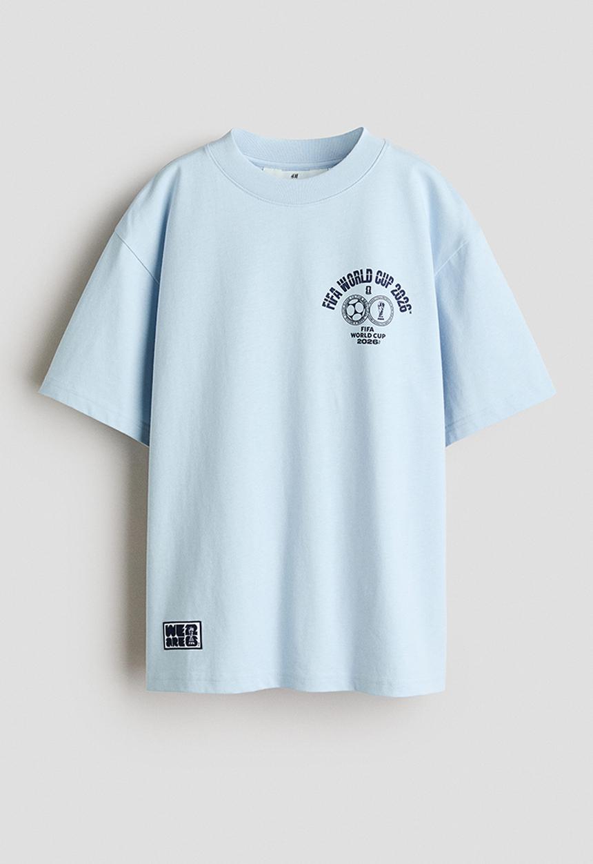 H&M - Printed cotton T-shirt - blue/fifa world cup 2026