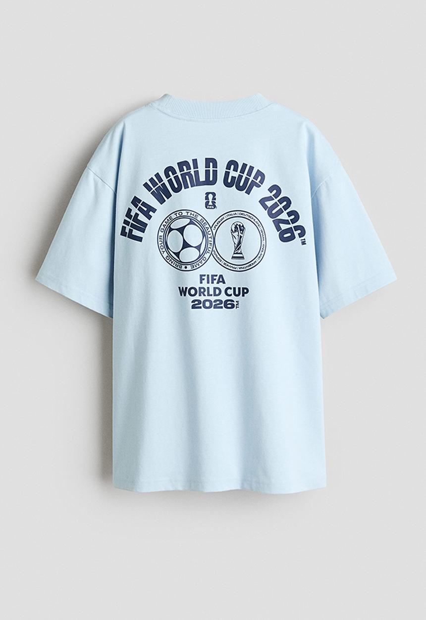 H&M - Printed cotton T-shirt - blue/fifa world cup 2026