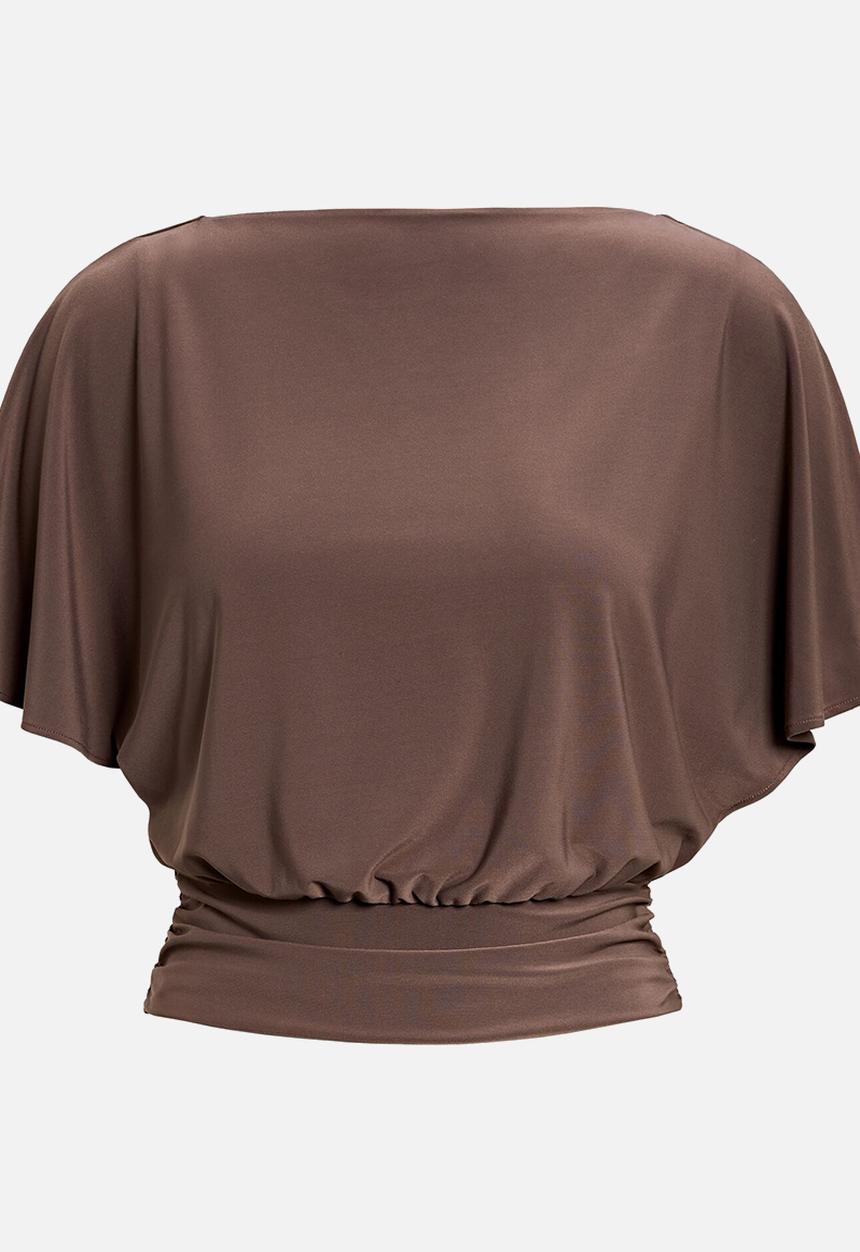 Forever New - Piper Cinched Flutter Sleeve Top in Mink