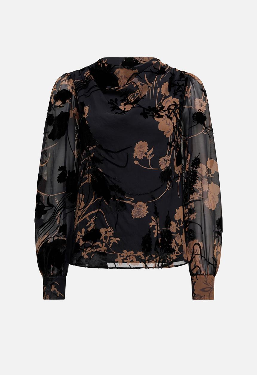 Forever New - Amaya drape blouse - black/brown