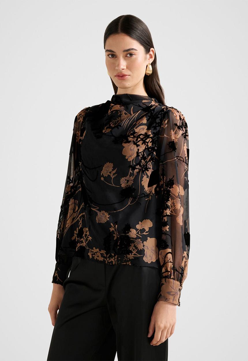 Forever New - Amaya drape blouse - black/brown