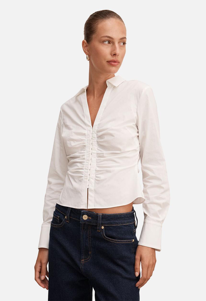 Forever New - Ainsley gathered shirt - porcelain