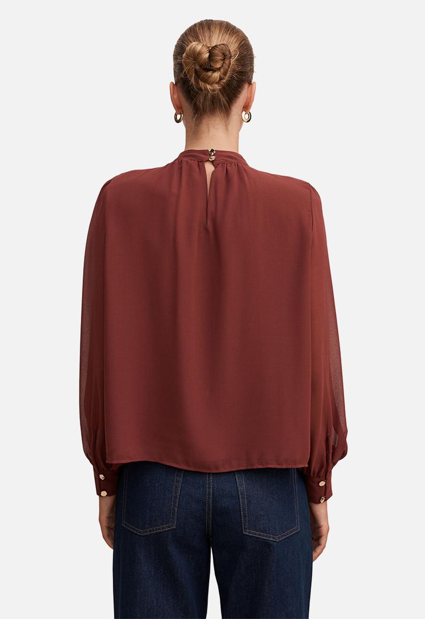 Forever New - Deja sheer blouse - chocolate truffle