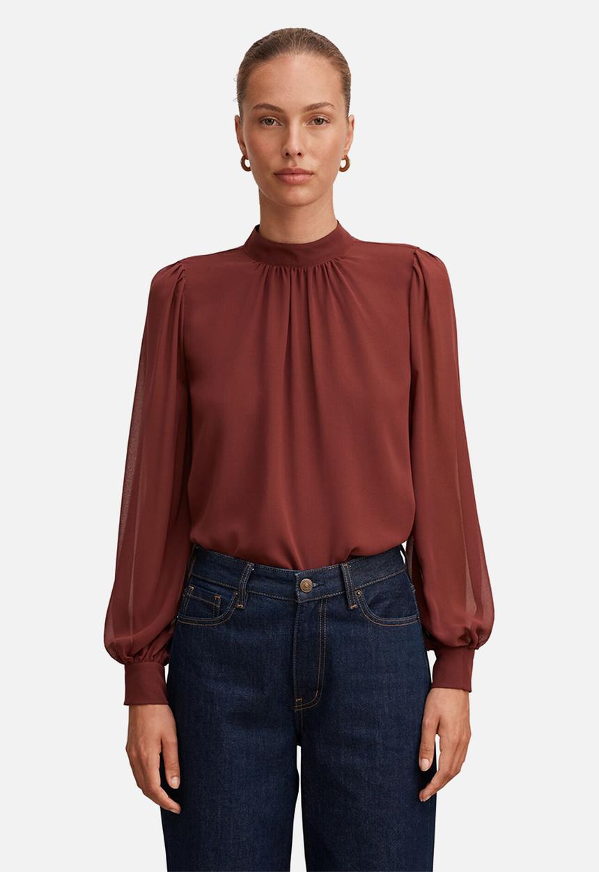 Forever New - Deja sheer blouse - chocolate truffle