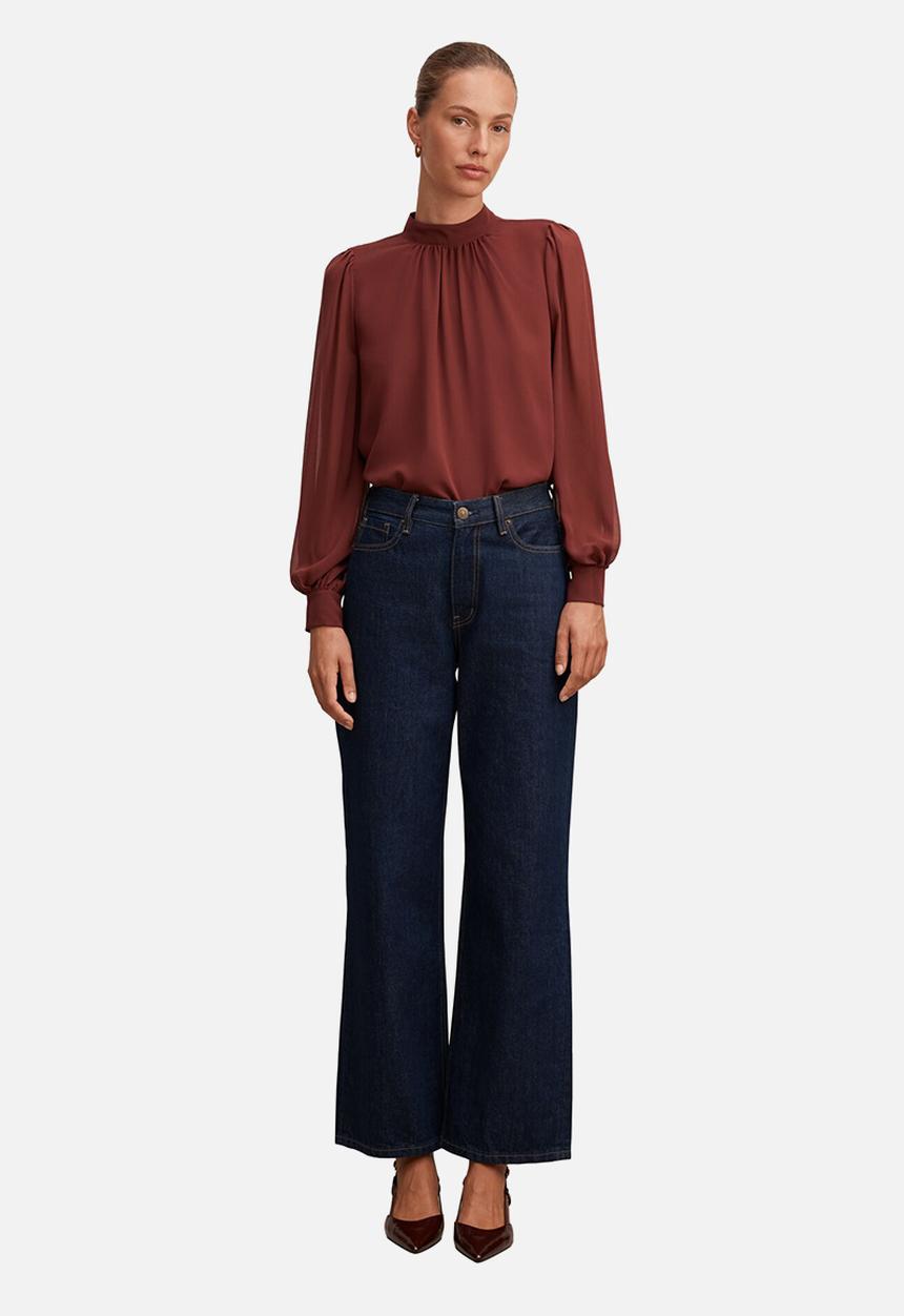 Forever New - Deja sheer blouse - chocolate truffle