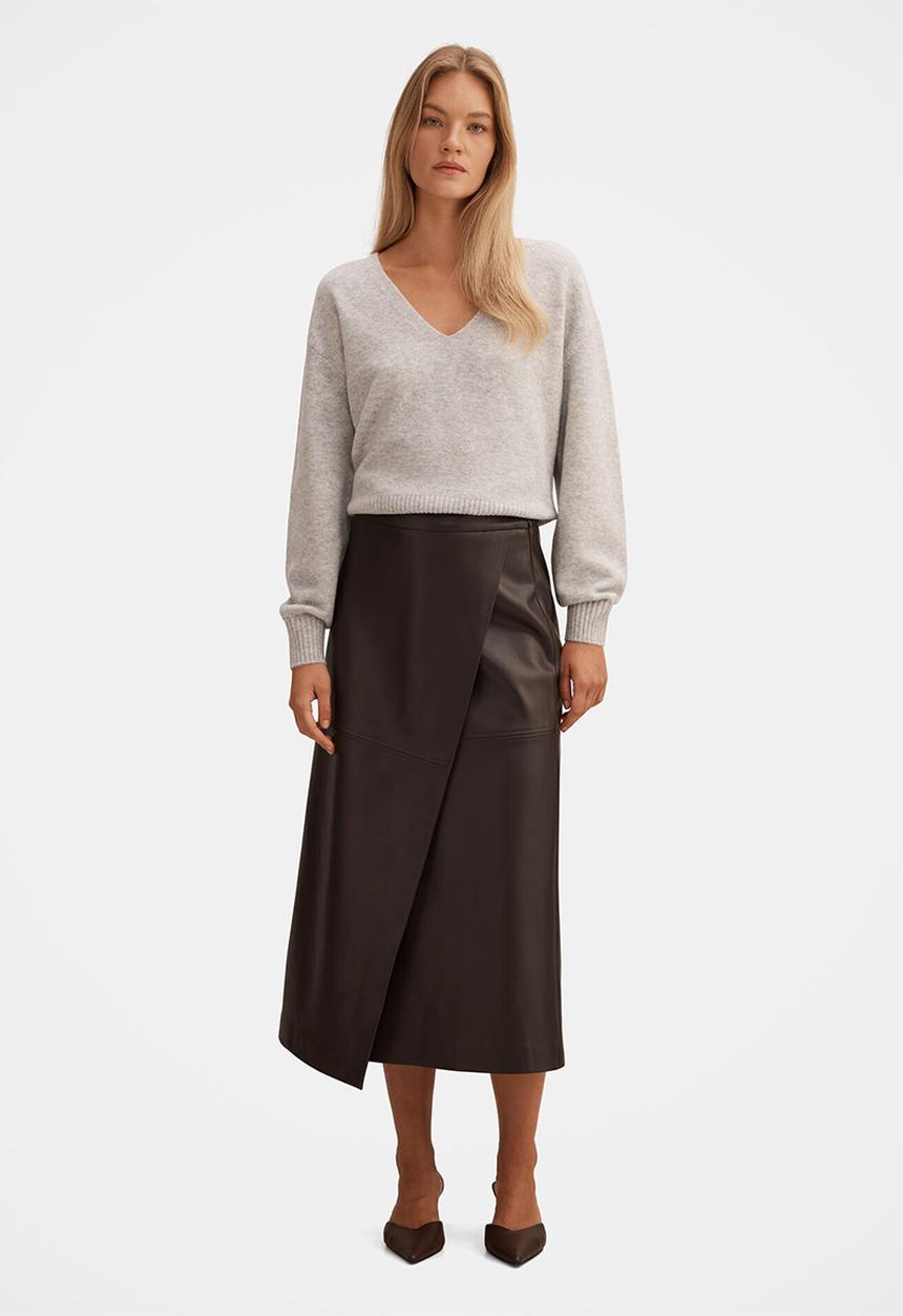 Forever New - Amelia Pu wrap skirt in chocolate