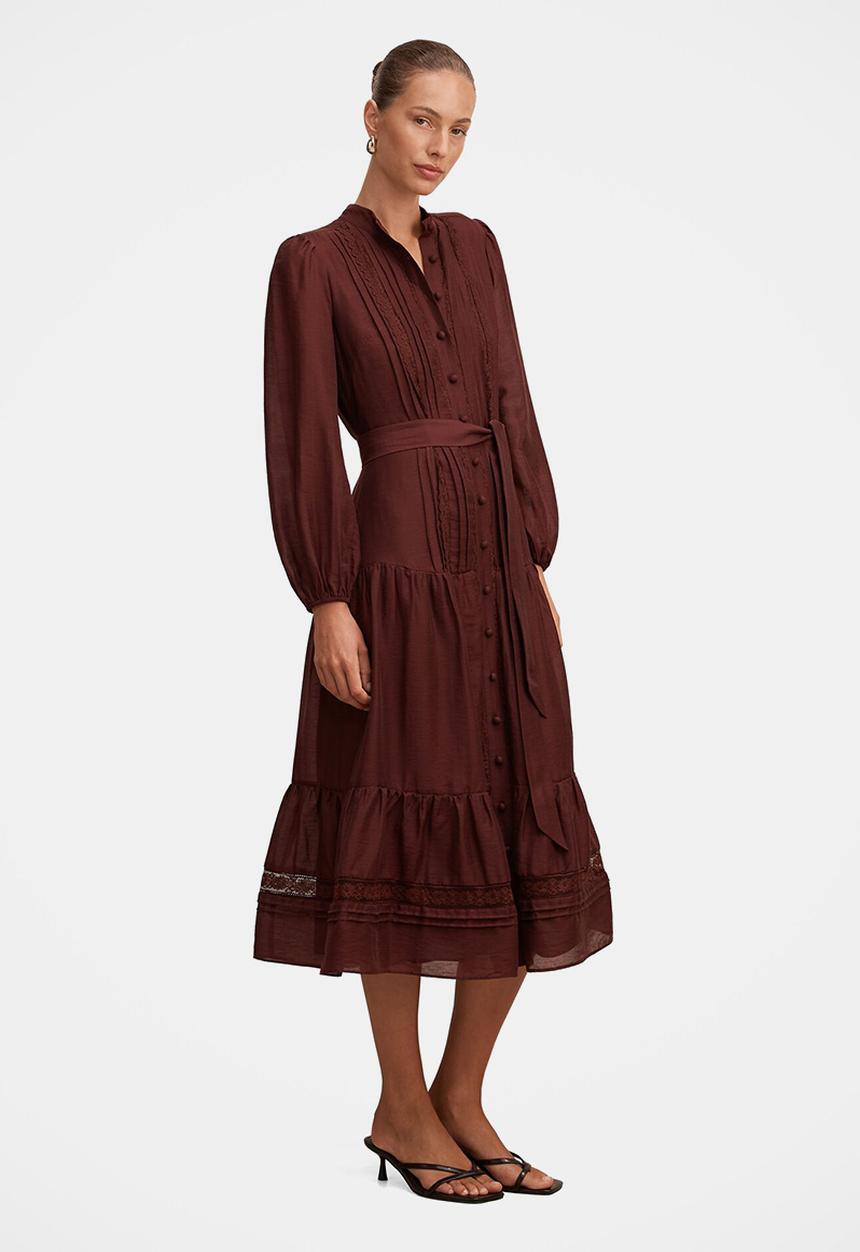 Forever New - Rachel lace trim midi dress - deep rust