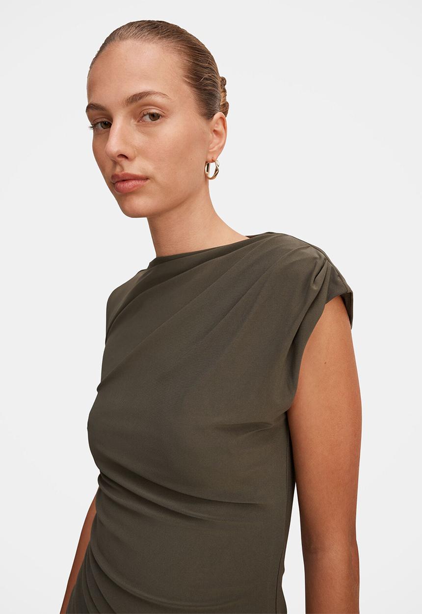 Forever New - Logan asym shoulder top - forest night