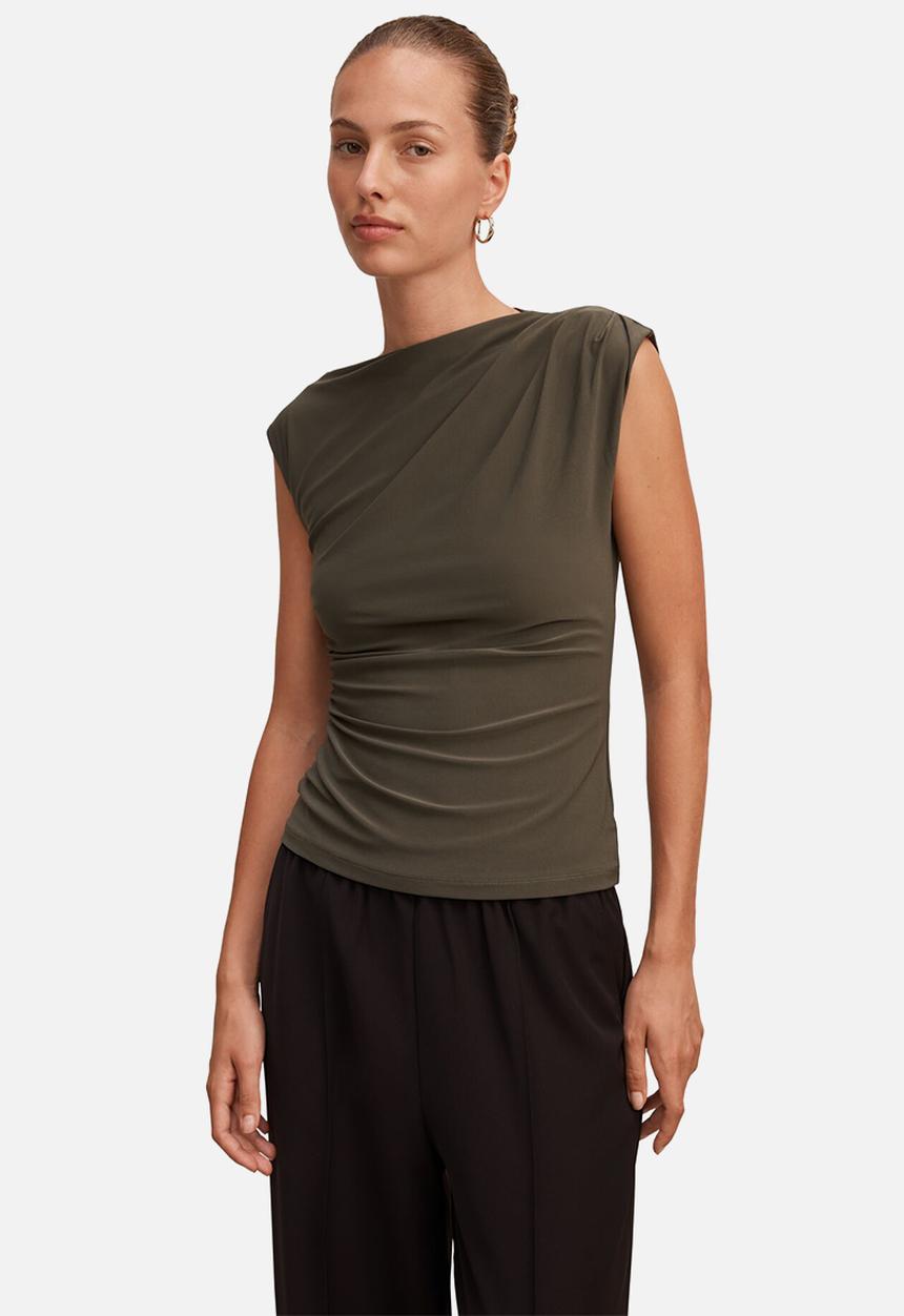 Forever New - Logan asym shoulder top - forest night