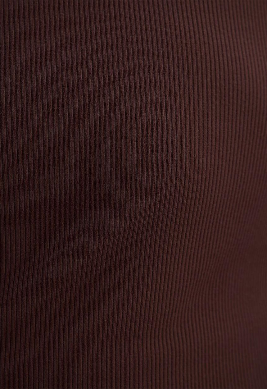 Forever New - Rebecca scallop long sleeve top - chocolate/porcelain